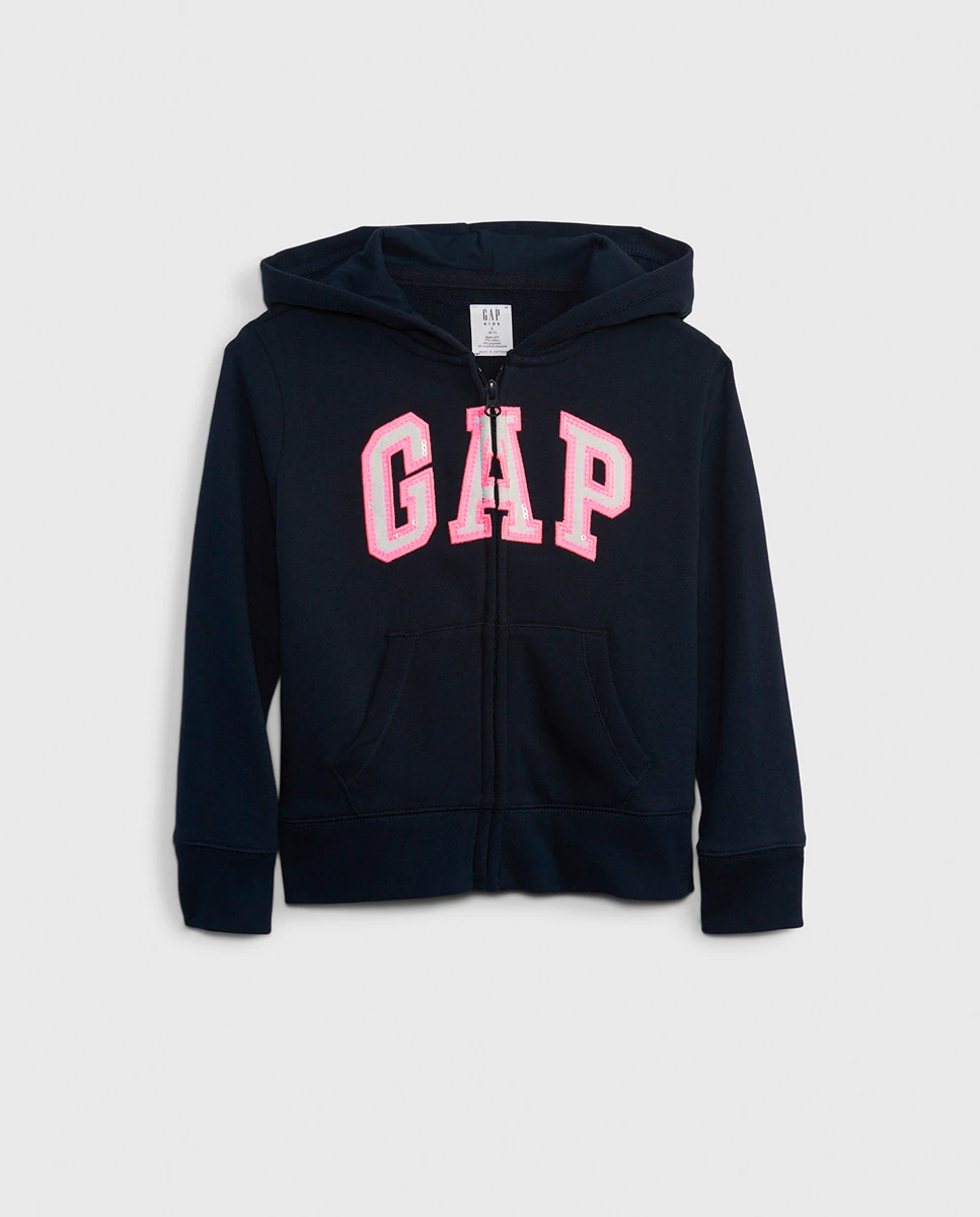 GAP Sudadera de niña abierta con capucha y logo