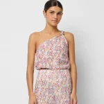 Scalpers Top de mujer 100% lino sobre estampado étnico