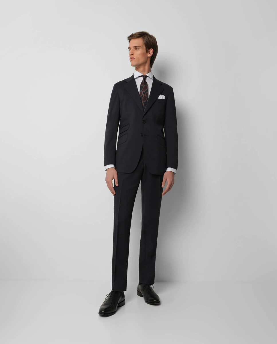 Scalpers Traje de hombre regular liso en azul marino